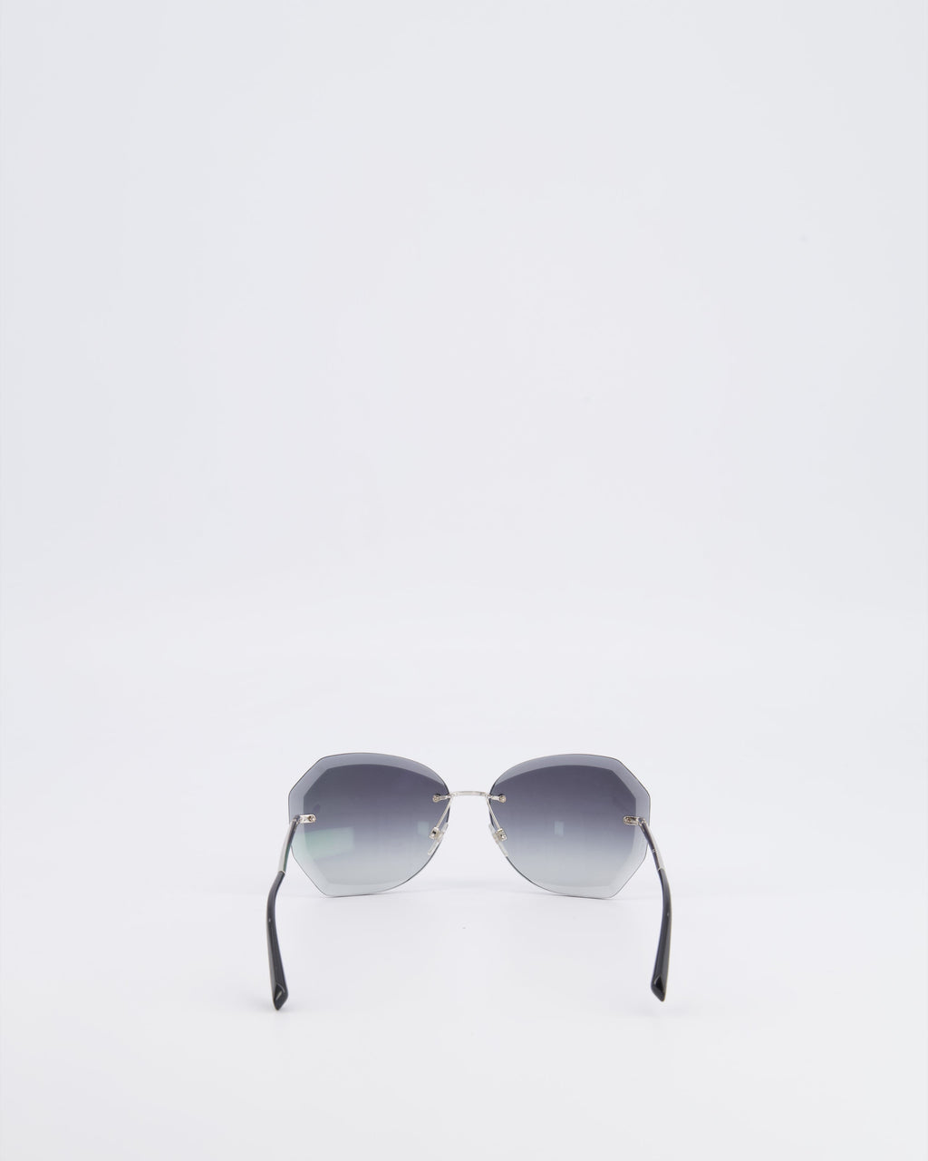 Chanel Grey Rimless Sunglasses with Geometric Gradient Lenses