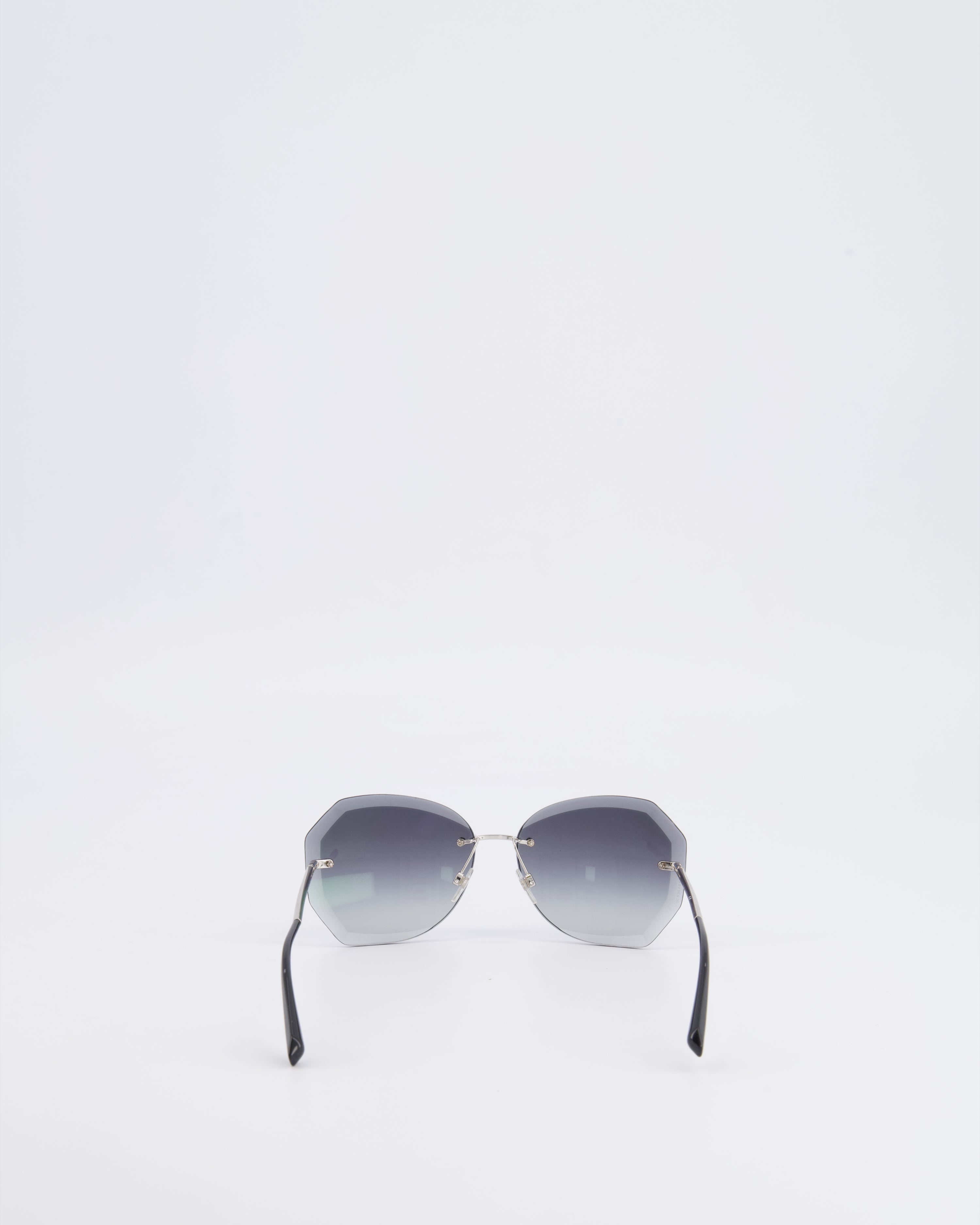 Chanel Grey Rimless Sunglasses with Geometric Gradient Lenses