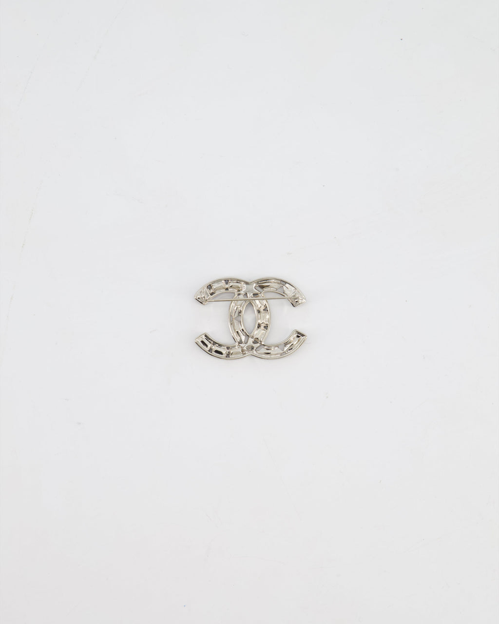 Chanel Silver, Black and Crystal CC Logo with Star Detail Brooch