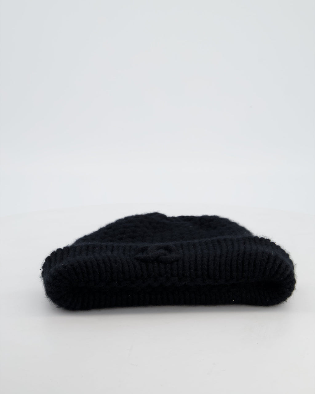 Chanel Black Cashmere Beanie Hat with CC Logo OS