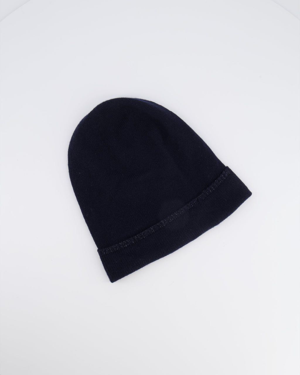 Chanel Navy Cashmere Beanie Hat with CC Logo One Size