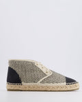 Chanel Black and Cream Woven Espadrille Lace Up Shoes with CC Logo Detail Size EU 39C