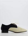 Chanel Cream, Navy & Black Canvas Oxfords Shoes with Interlocking CC Logo Detail Size EU 38