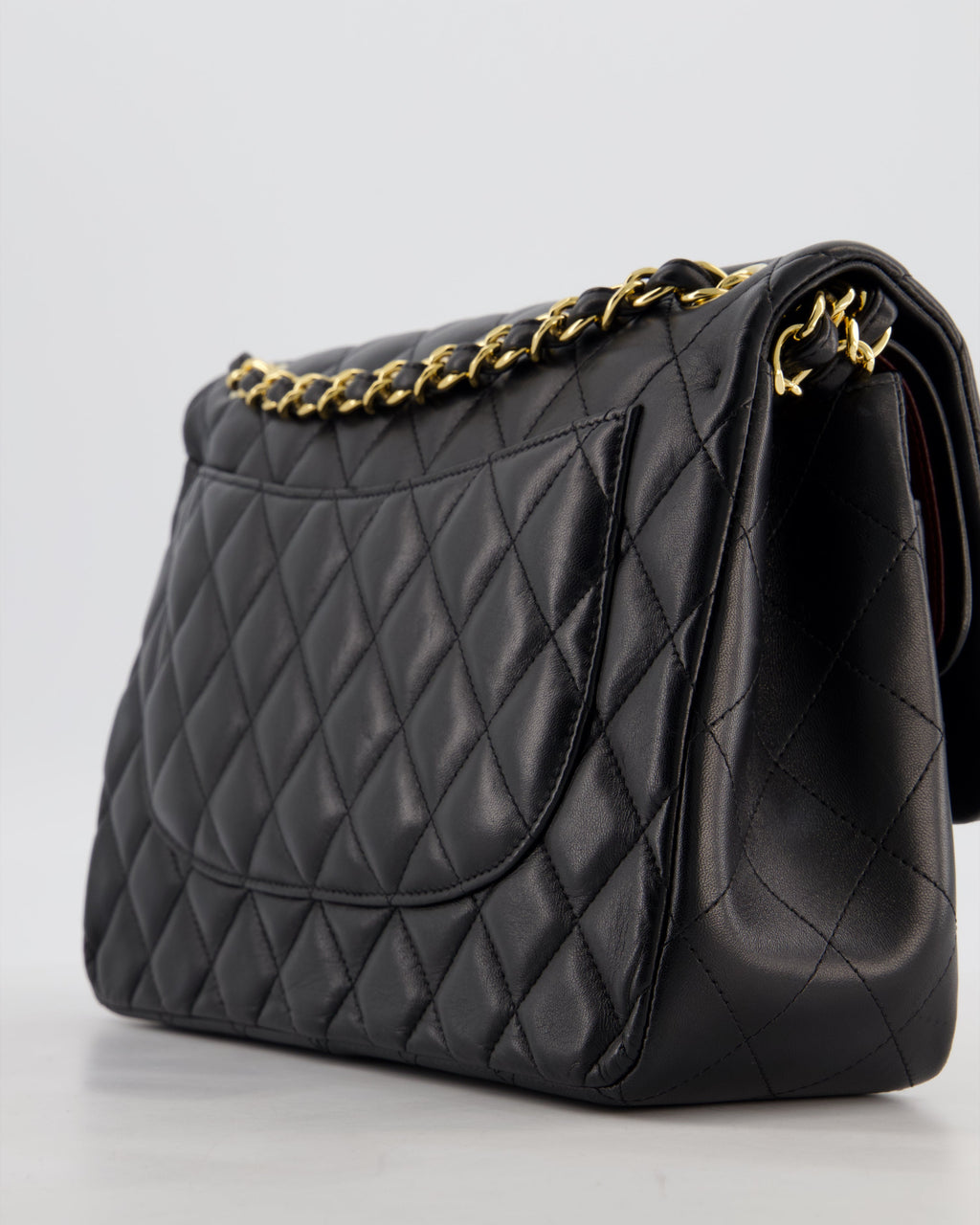 Chanel Classic Jumbo Double Flap Bag in Black Lambskin Leather with Gold Hardware