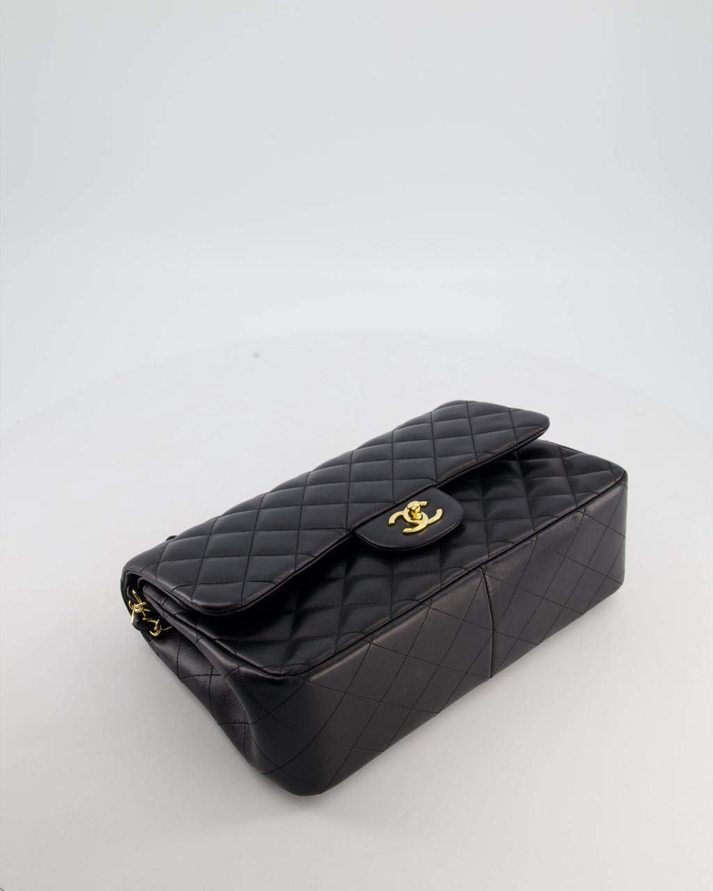 Chanel Classic Jumbo Double Flap Bag in Black Lambskin Leather with Gold Hardware