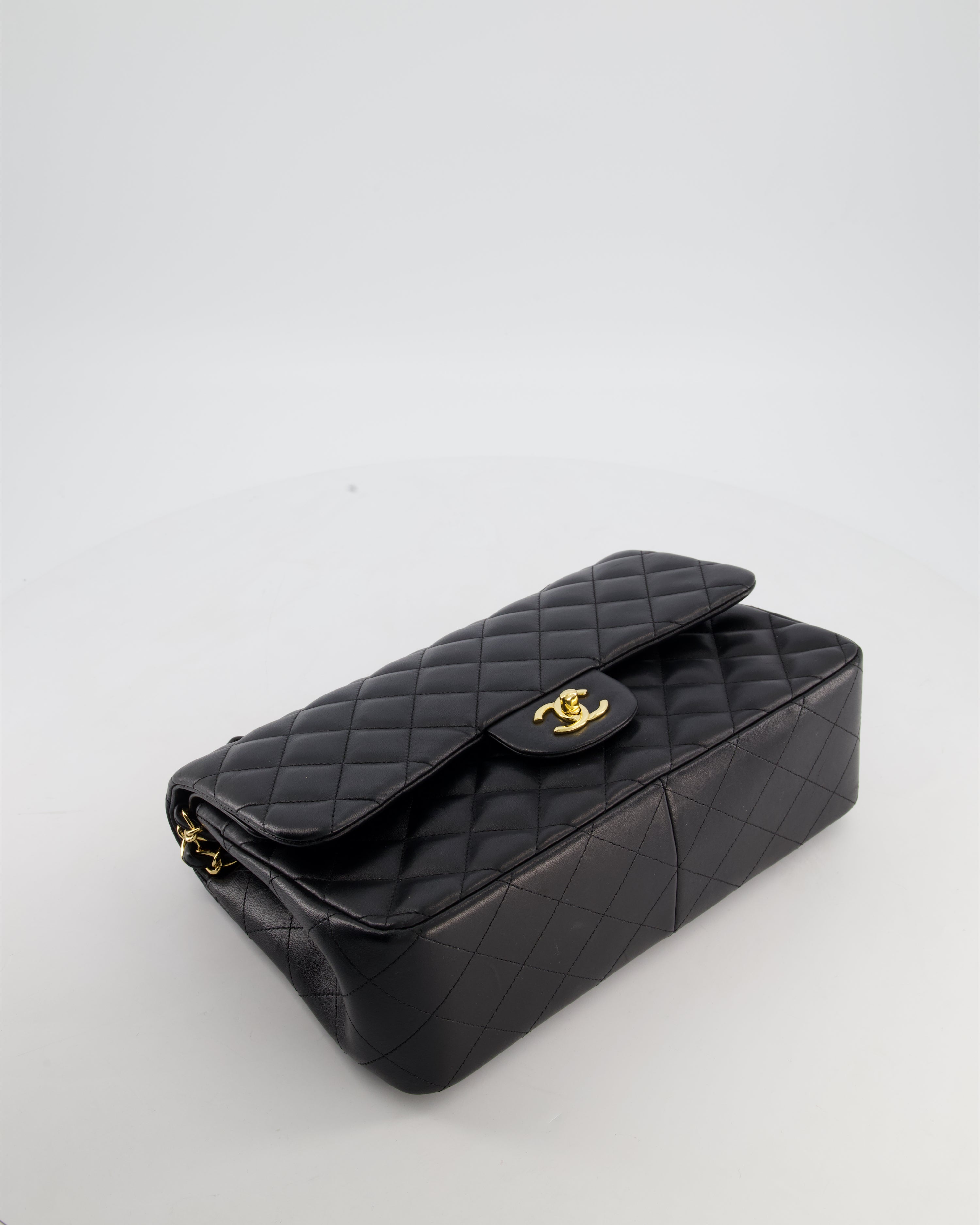 Chanel Classic Jumbo Double Flap Bag in Black Lambskin Leather with Gold Hardware