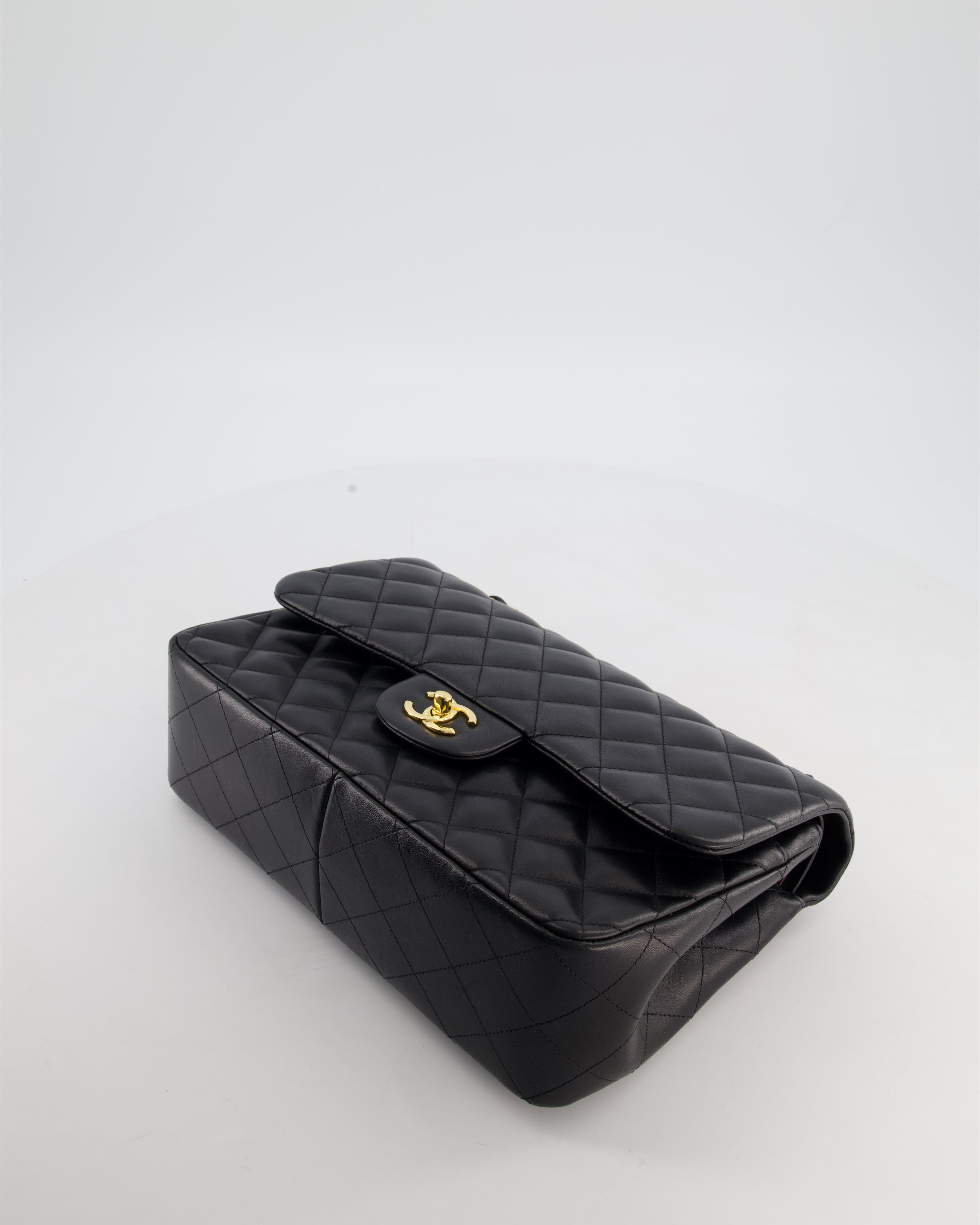 Chanel Classic Jumbo Double Flap Bag in Black Lambskin Leather with Gold Hardware