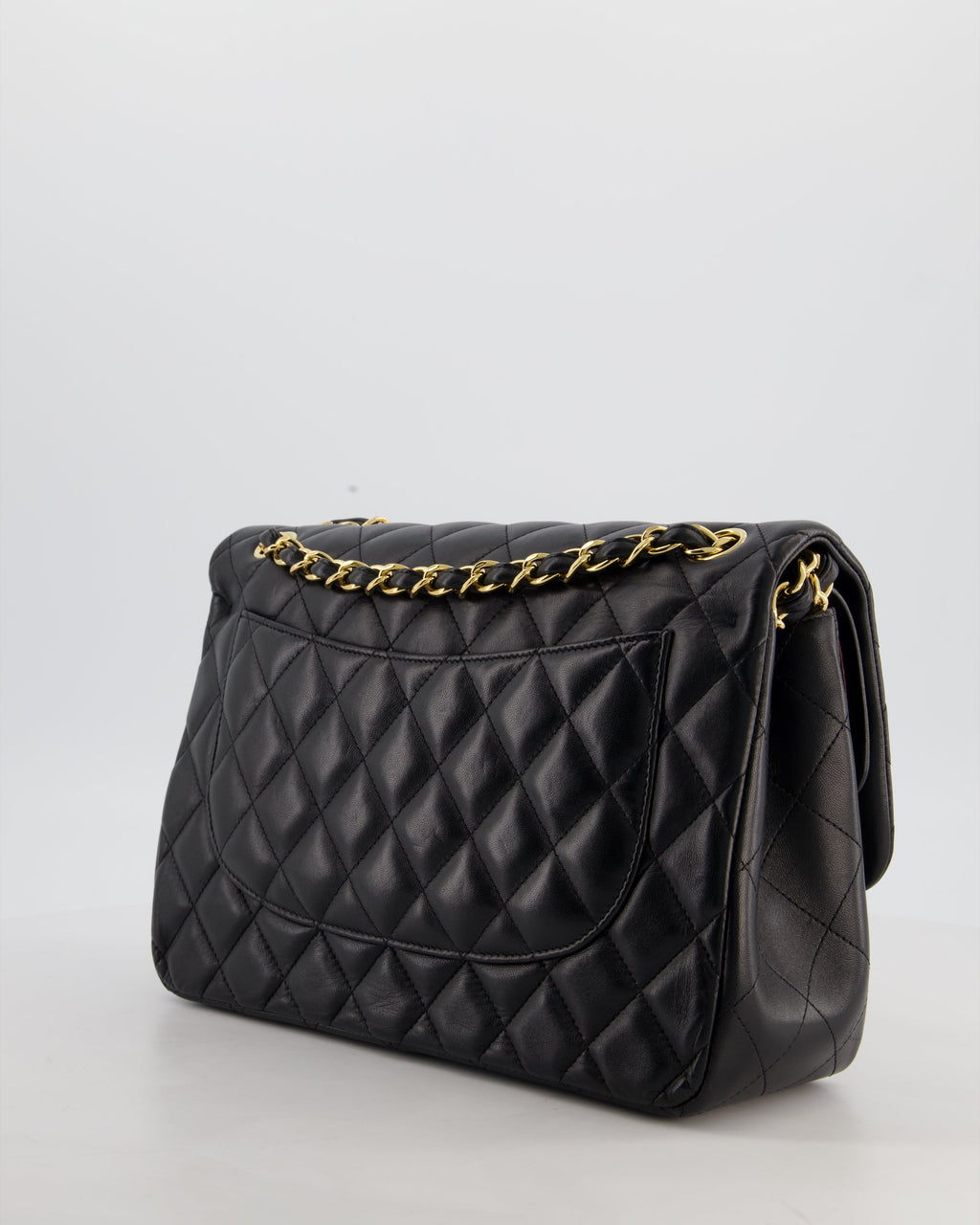 Chanel Classic Jumbo Double Flap Bag in Black Lambskin Leather with Gold Hardware