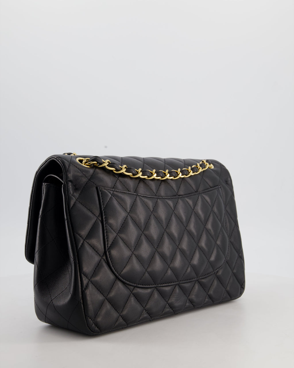 Chanel Classic Jumbo Double Flap Bag in Black Lambskin Leather with Gold Hardware