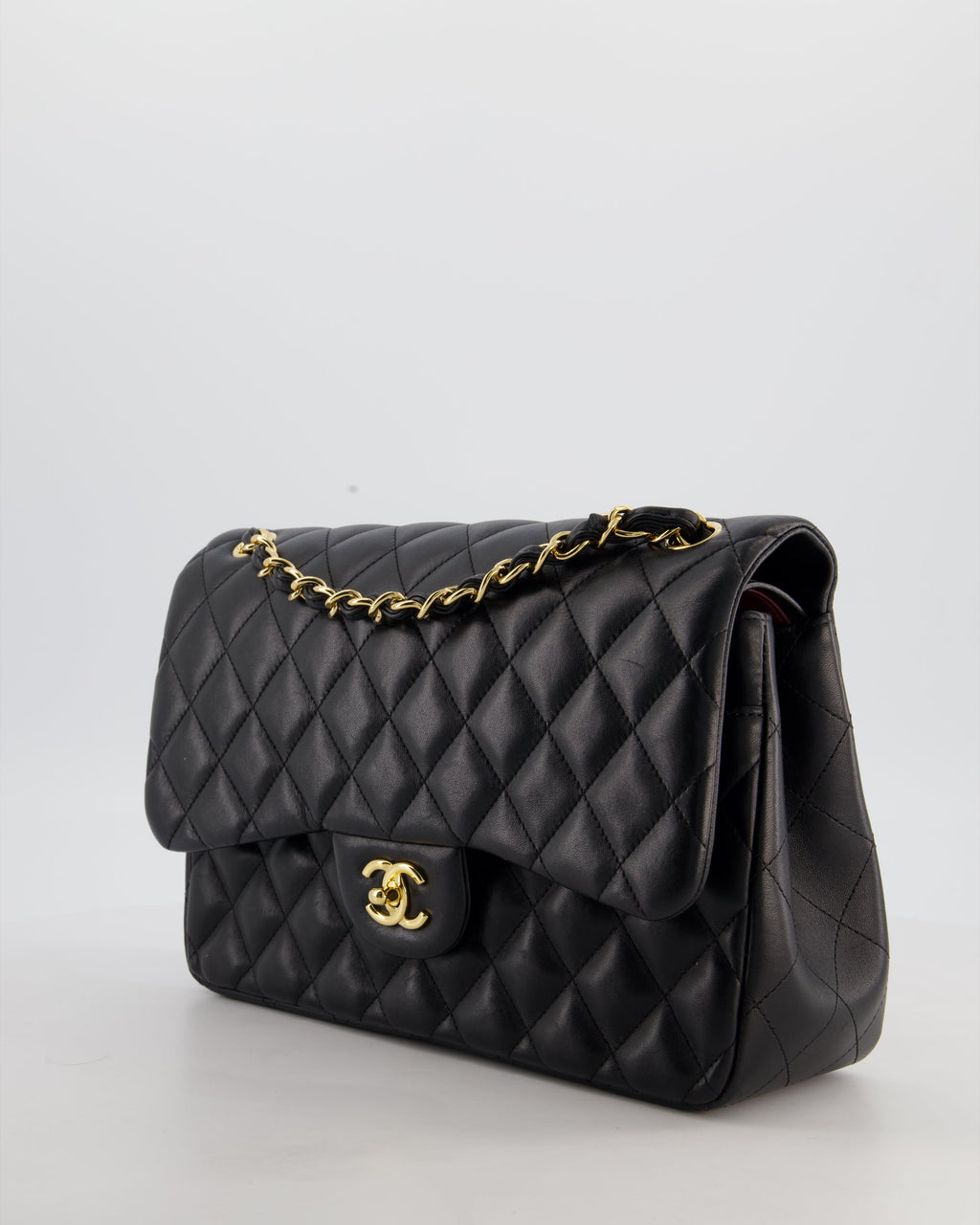 Chanel Classic Jumbo Double Flap Bag in Black Lambskin Leather with Gold Hardware