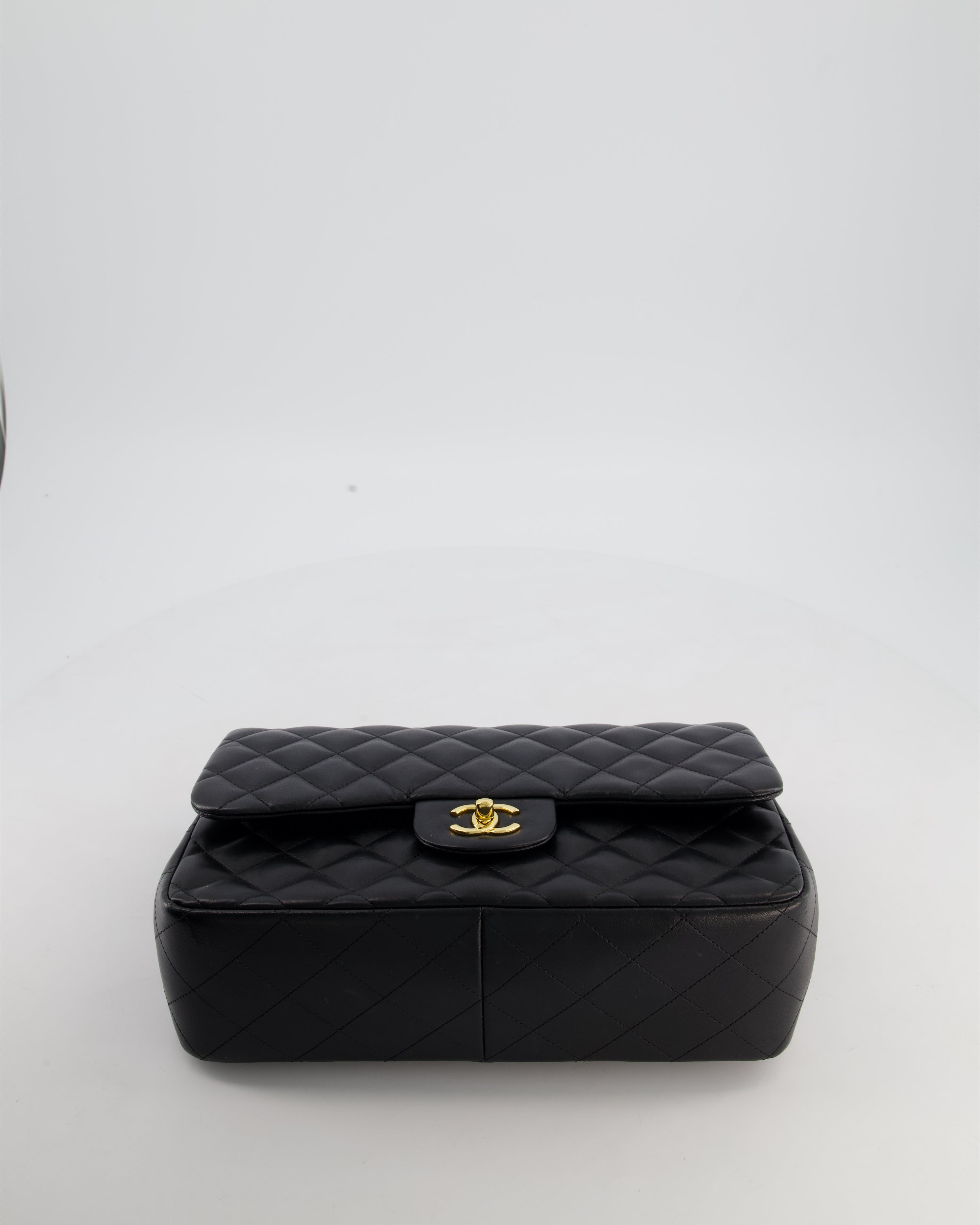 Chanel Classic Jumbo Double Flap Bag in Black Lambskin Leather with Gold Hardware