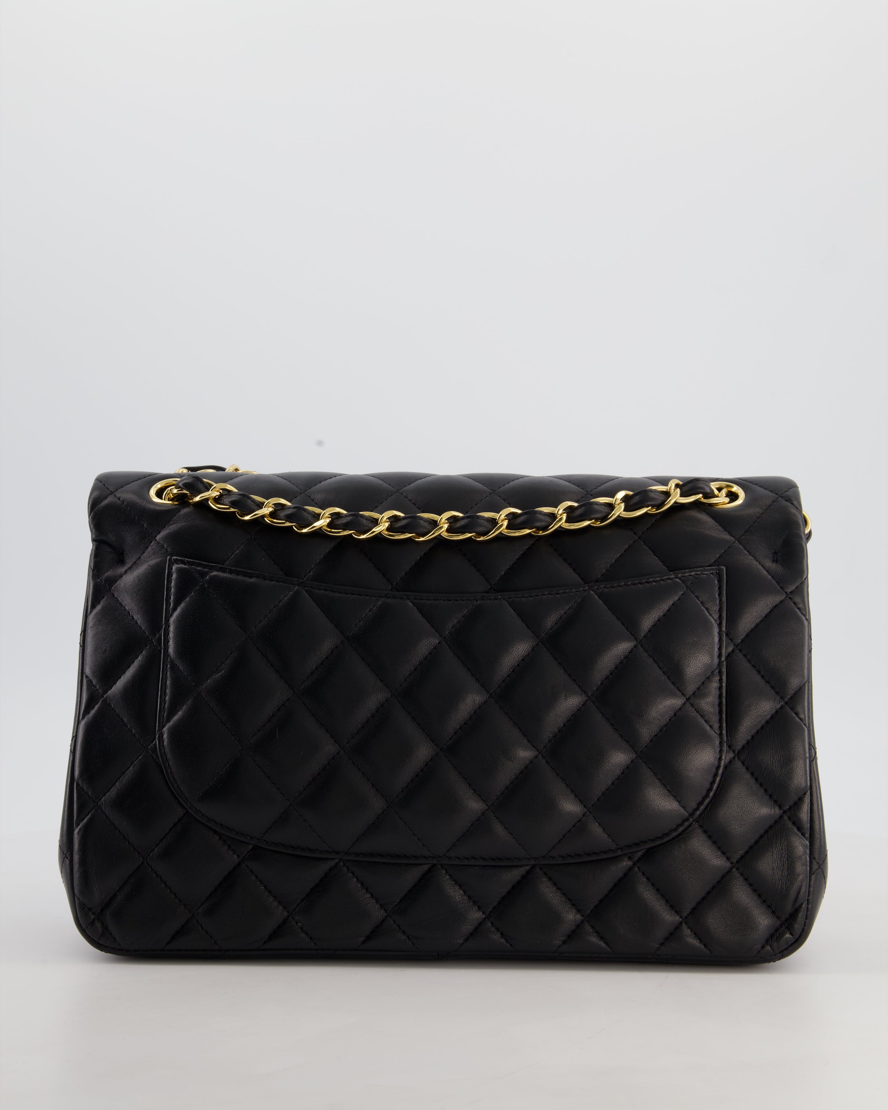 Chanel Classic Jumbo Double Flap Bag in Black Lambskin Leather with Gold Hardware