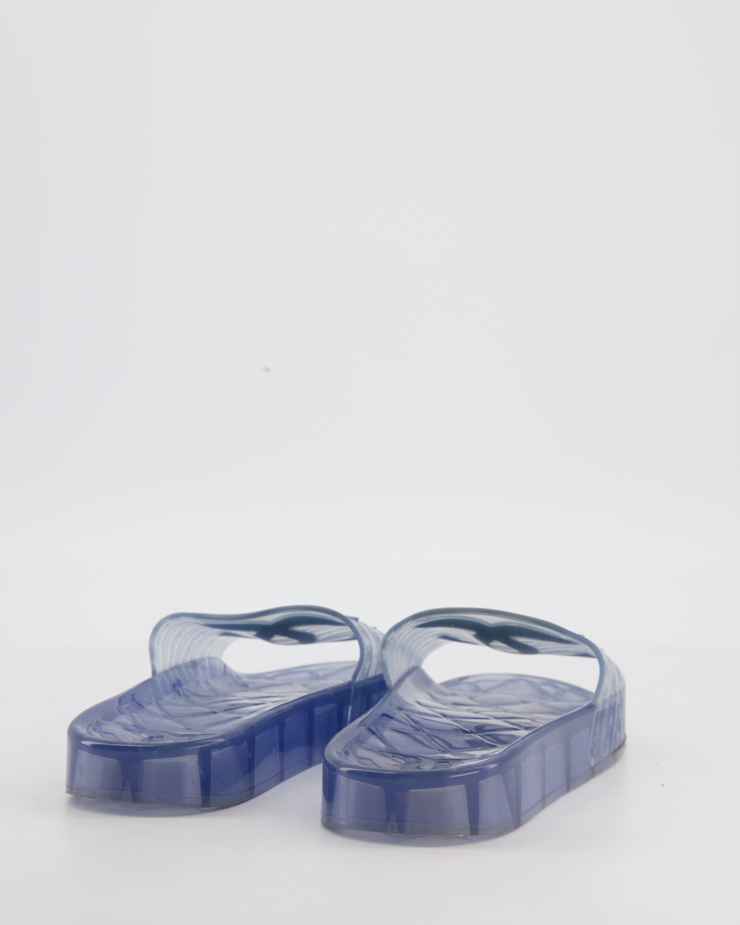 Chanel Blue CC Logo PVC Slides Size EU 36