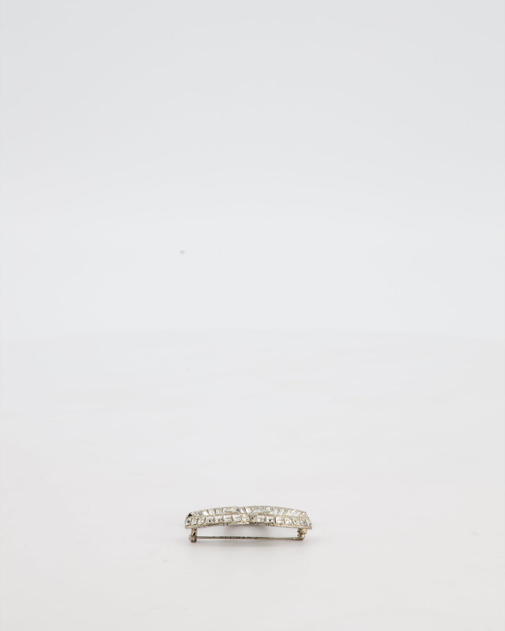 Chanel Silver Crystal Embellished CC Brooch