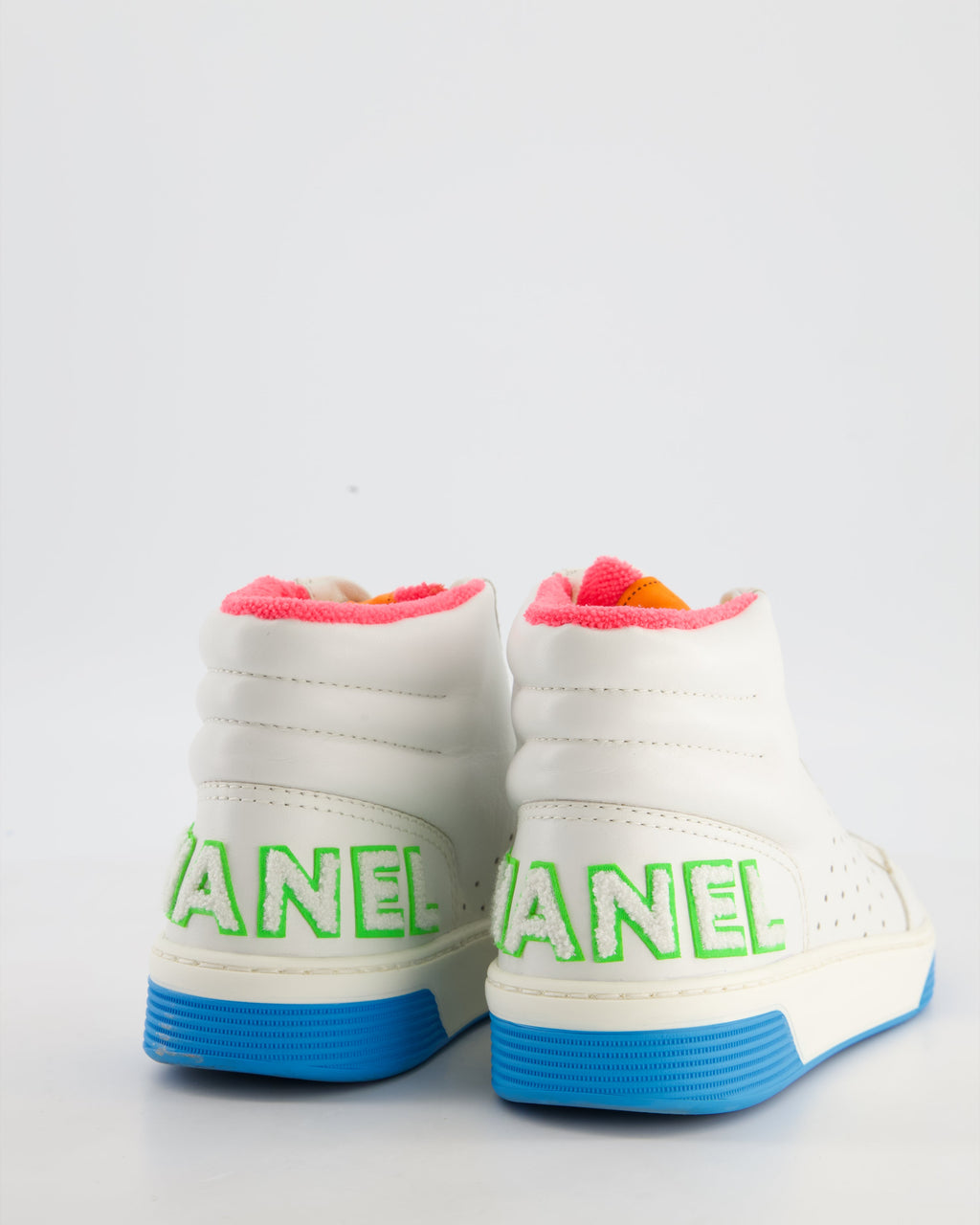 Chanel 20/P White Calfskin and Multicolour Trainers with Logo Detail Size EU 38.5