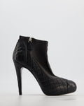 Chanel Quilted Black Lambskin Leather Heeled Ankle Boots Size EU 42