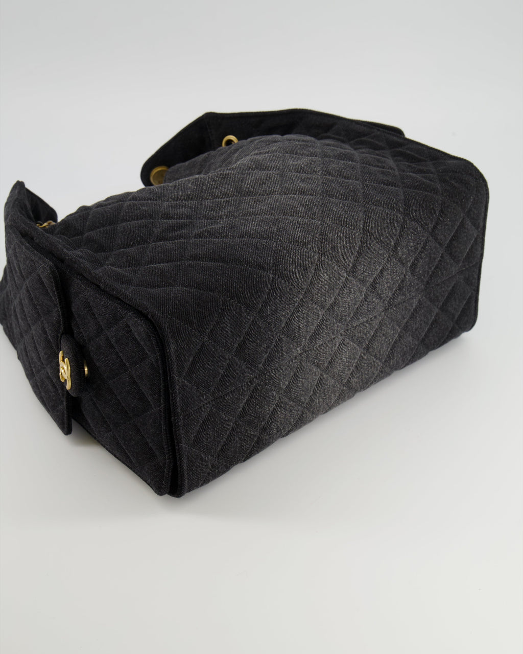 Chanel Medium 25 Hobo Bag in Black Quilted Denim with Brushed Gold Hardware
