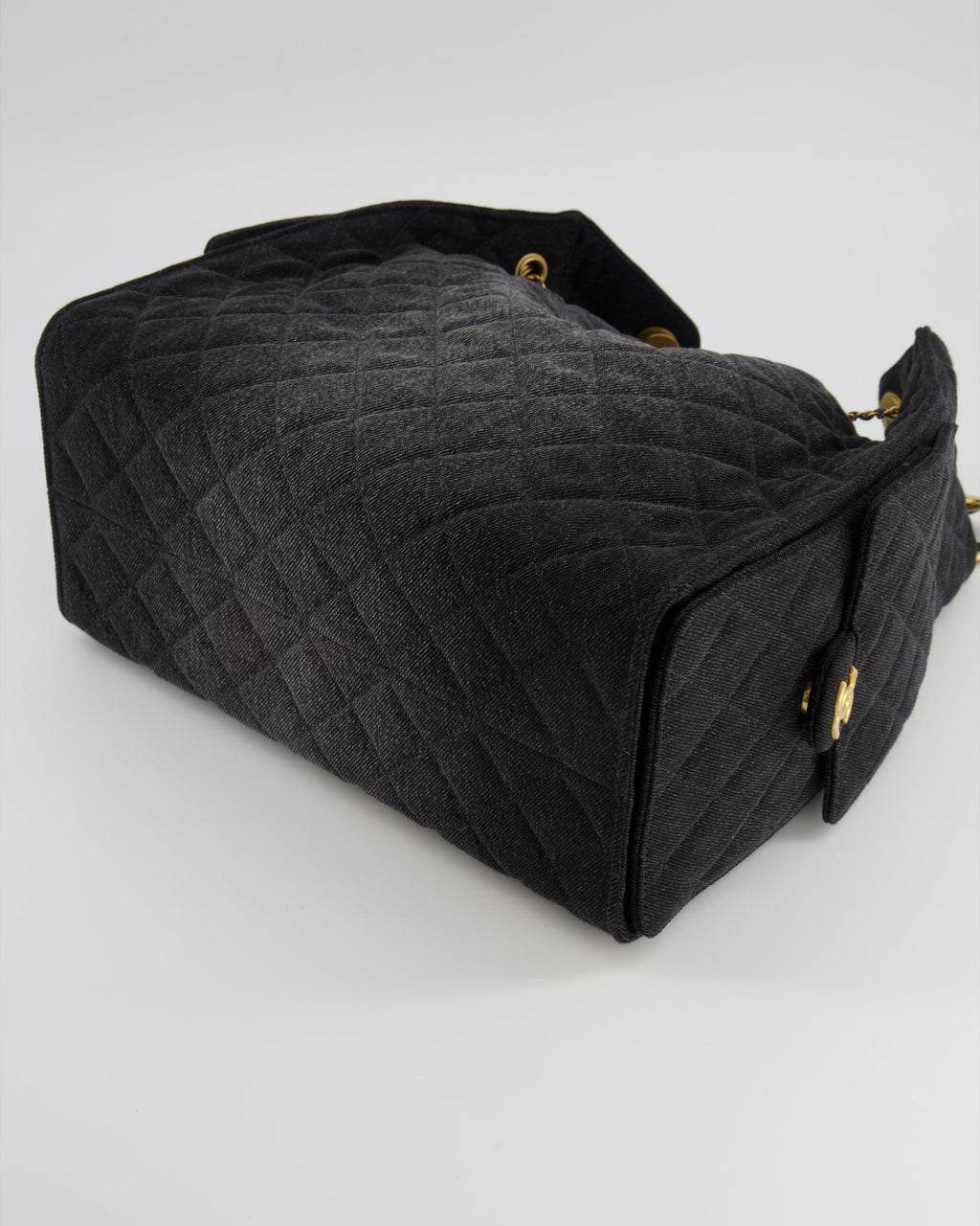 Chanel Medium 25 Hobo Bag in Black Quilted Denim with Brushed Gold Hardware