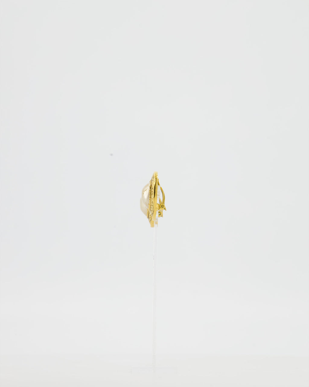 Chanel Vintage Gold-Plated Clip-on Earrings with a Simulated Pearl Centre