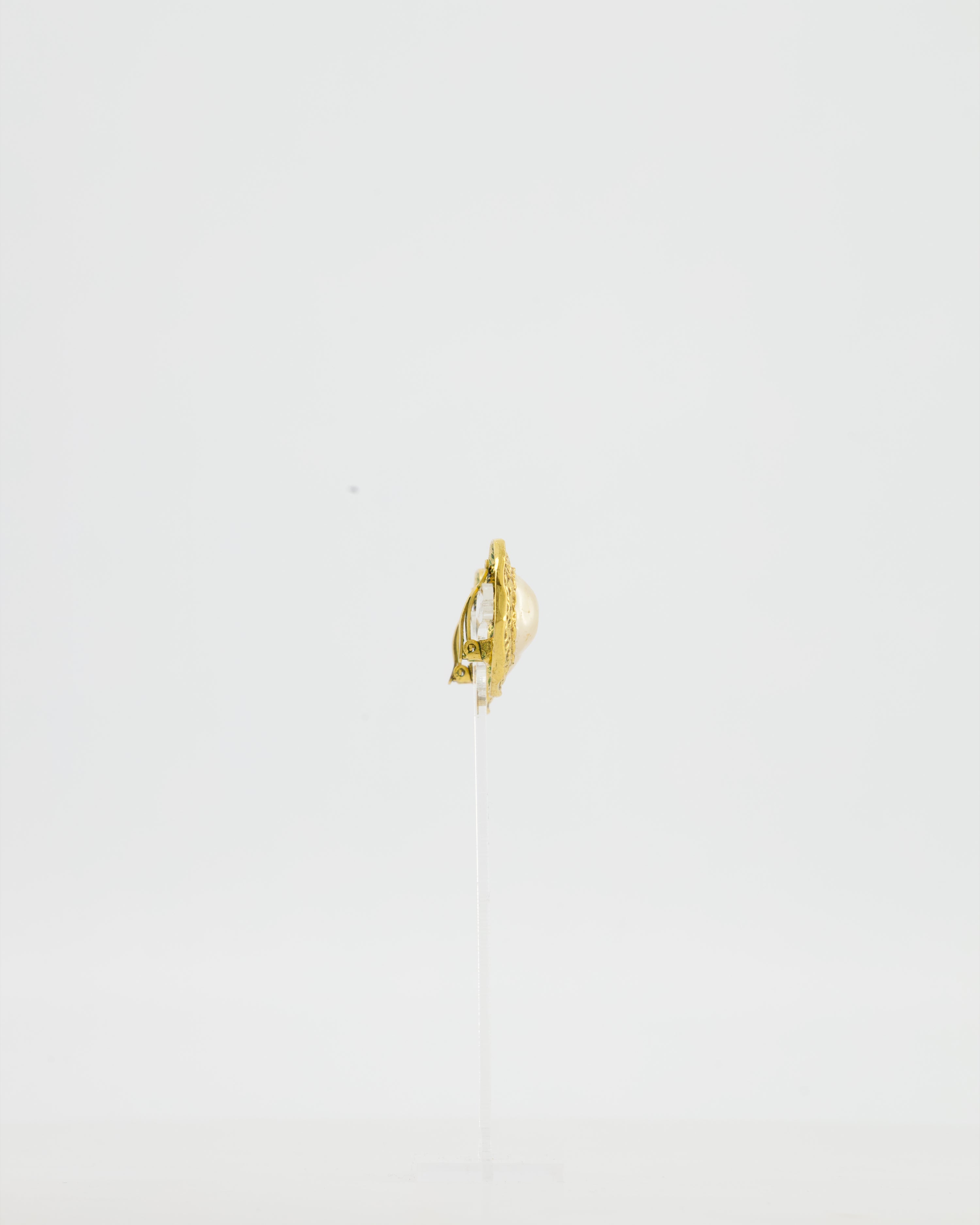Chanel Vintage Gold-Plated Clip-on Earrings with a Simulated Pearl Centre