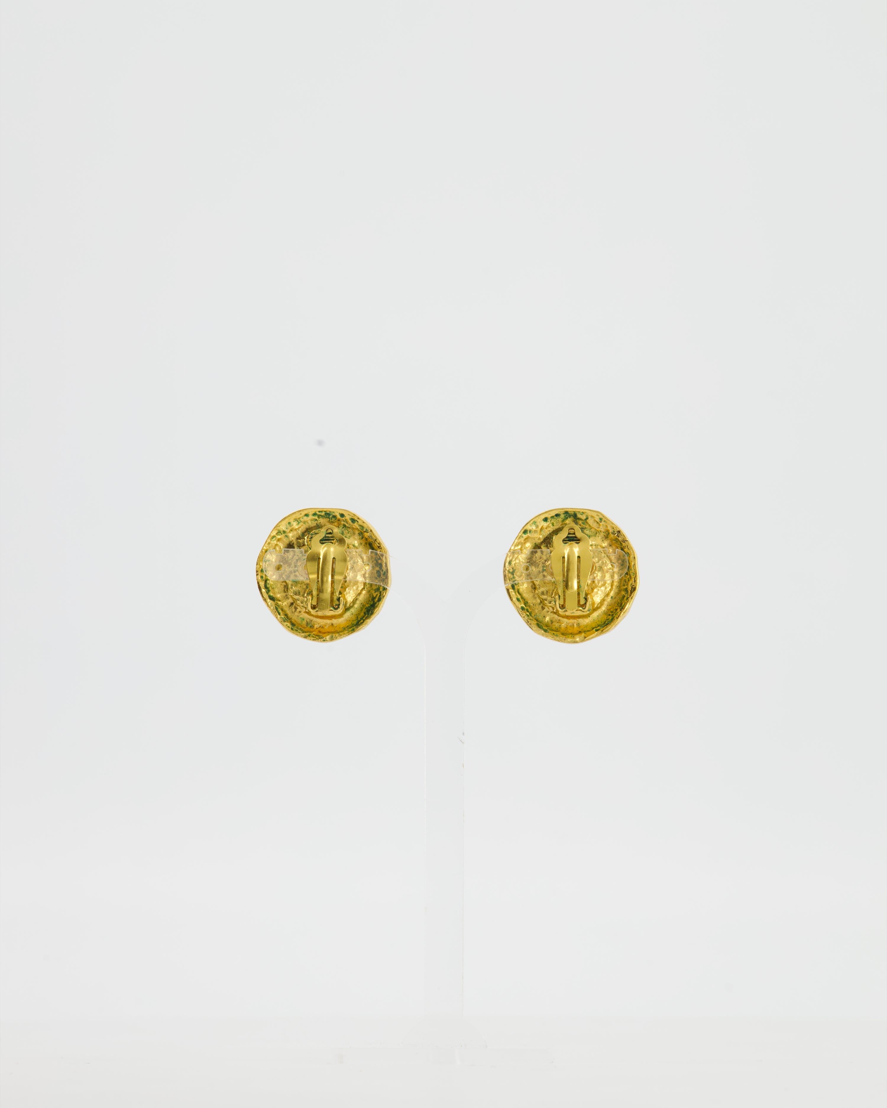 Chanel Vintage Gold-Plated Clip-on Earrings with a Simulated Pearl Centre