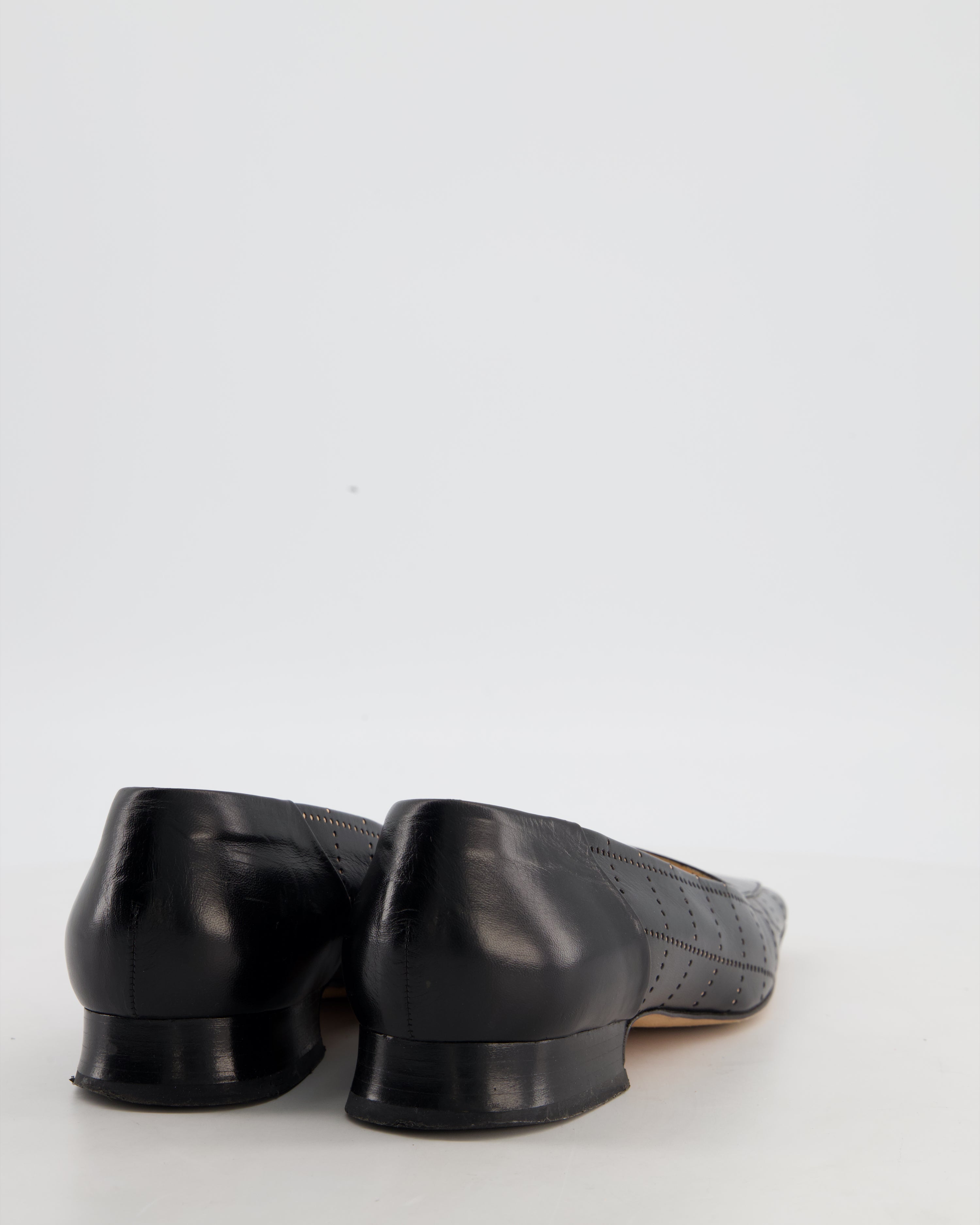 Chanel Black Vintage Interlocking CC Square Toe Loafers Size EU 39.5
