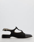 Chanel Mary Jane Slingback in Black Canvas with Black Leather Toe Size EU 39