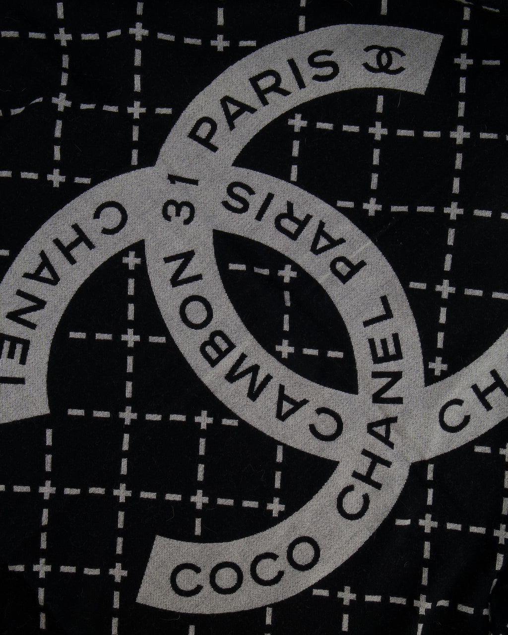 Chanel Grey and Black Wool Blanket, with Pouch and Eye Mask Set with CC Logo Prints