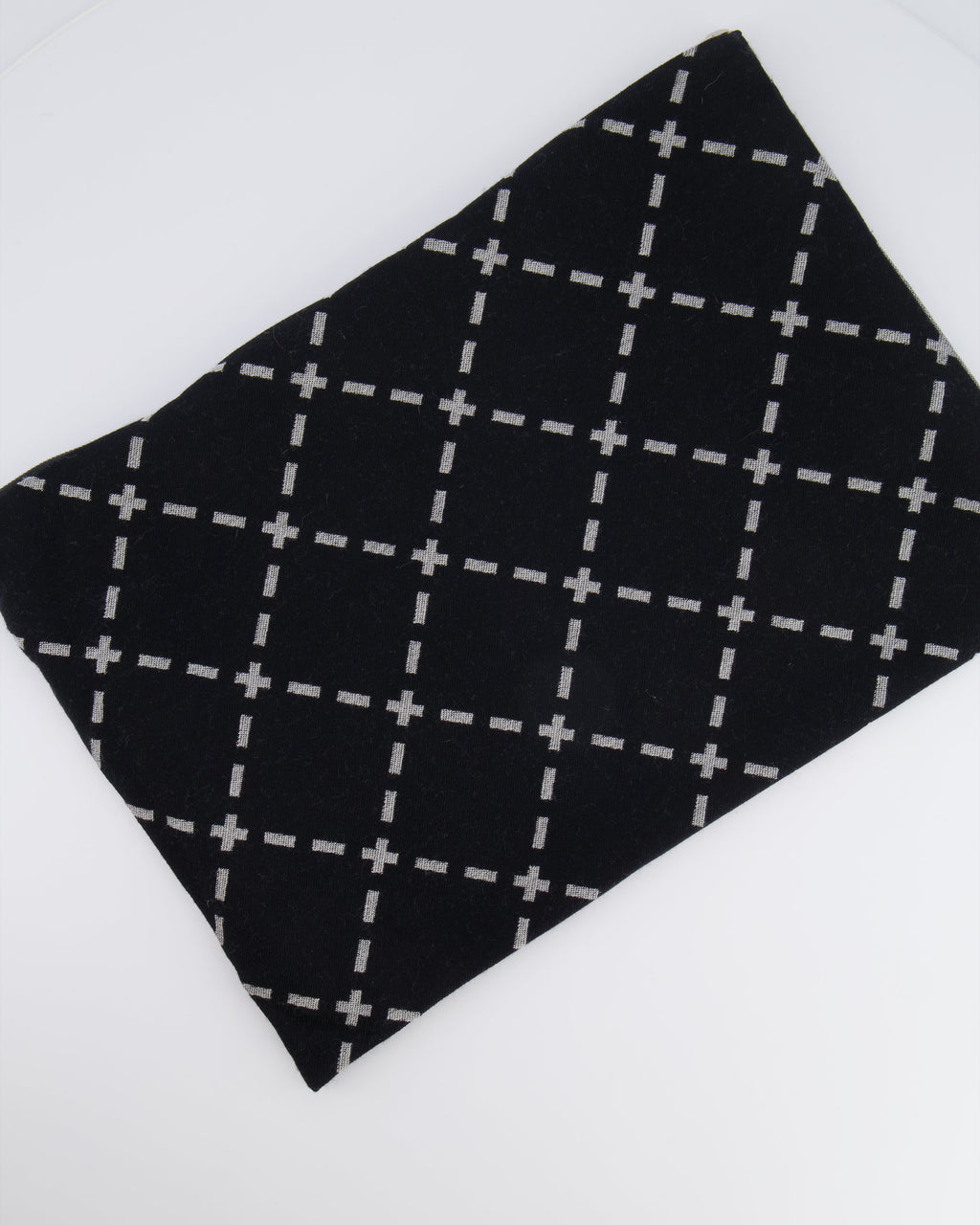 Chanel Grey and Black Wool Blanket, with Pouch and Eye Mask Set with CC Logo Prints