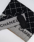 Chanel Grey and Black Wool Blanket, with Pouch and Eye Mask Set with CC Logo Prints