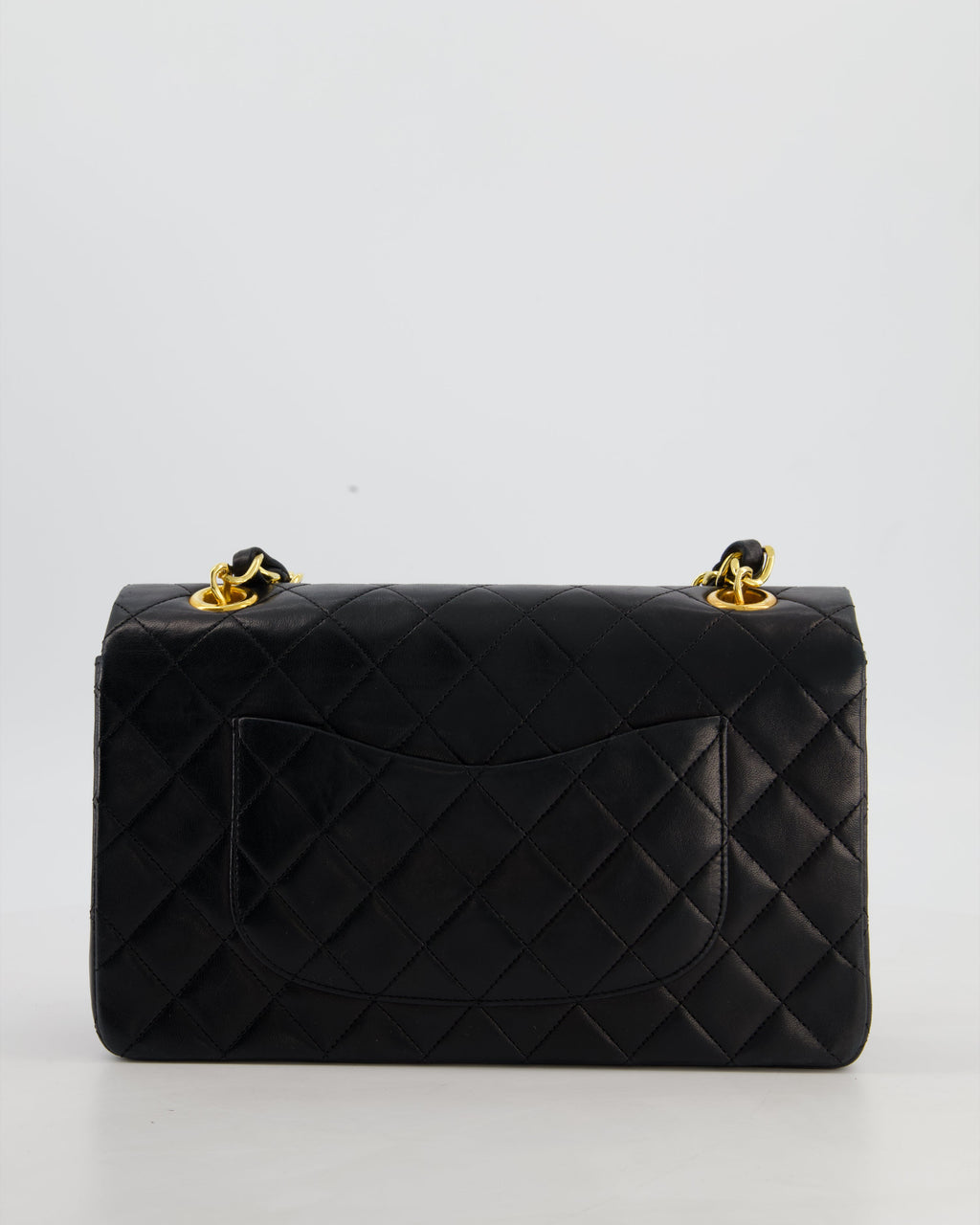 *RARE* Chanel Black Vintage Medium Single Flap Bag in Lambskin Leather with 24K Gold Chain Top Handle