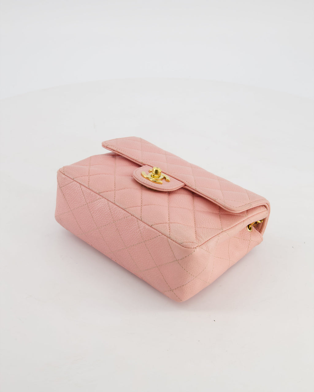 *HOT* Chanel Pink Mini Square Bag in Caviar Leather with 24K Gold Hardware