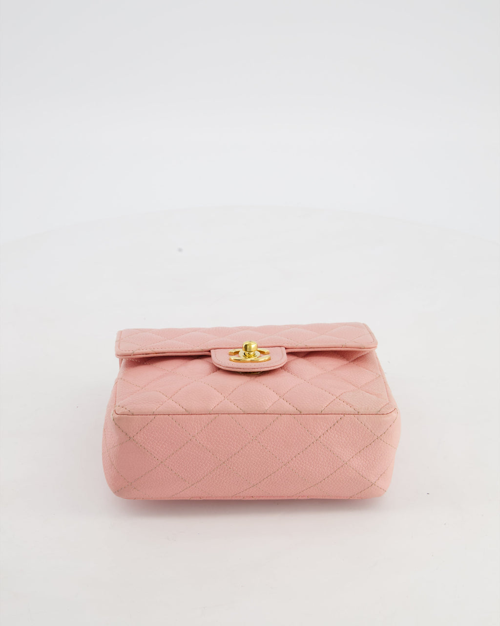 *HOT* Chanel Pink Mini Square Bag in Caviar Leather with 24K Gold Hardware