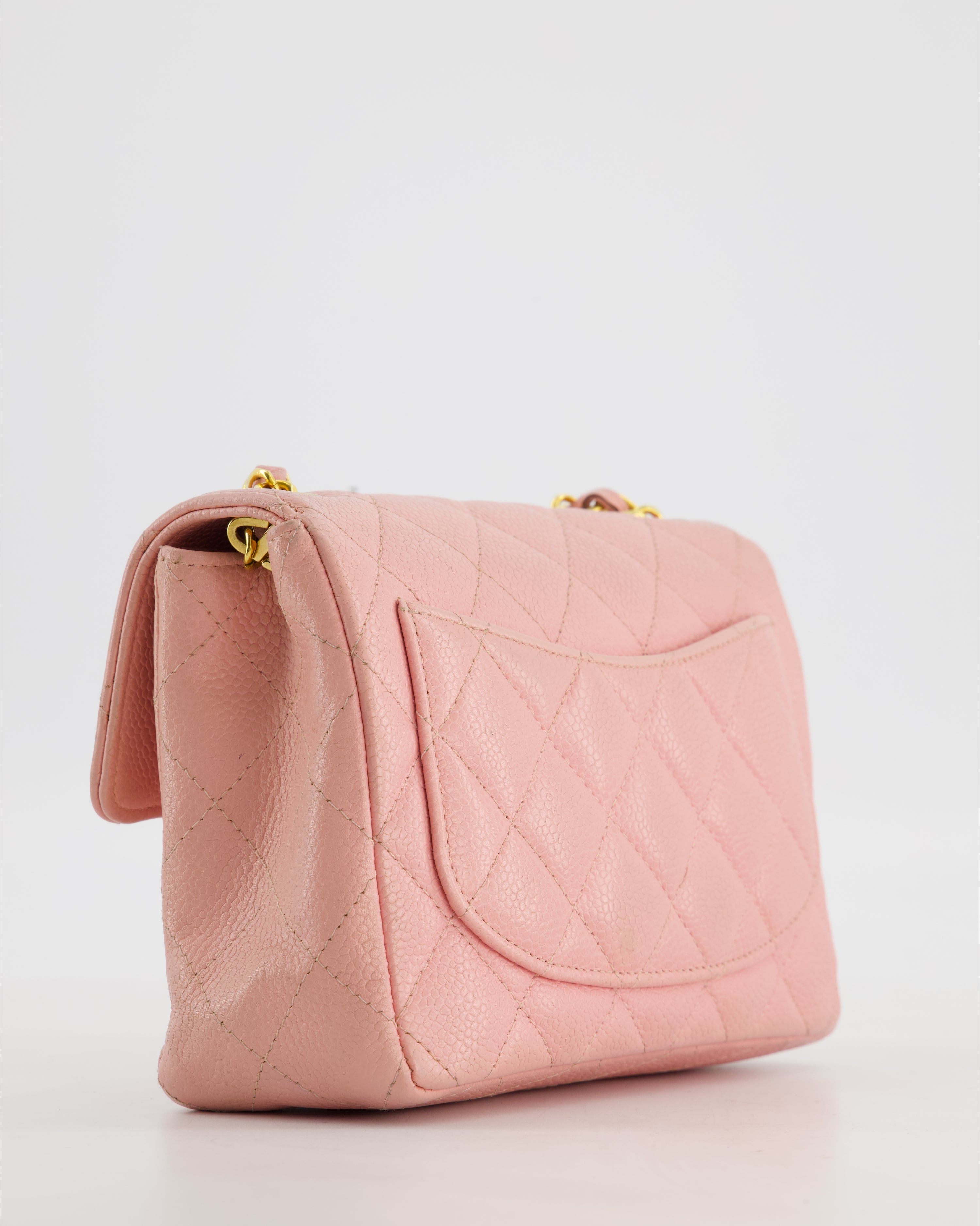 *HOT* Chanel Pink Mini Square Bag in Caviar Leather with 24K Gold Hardware