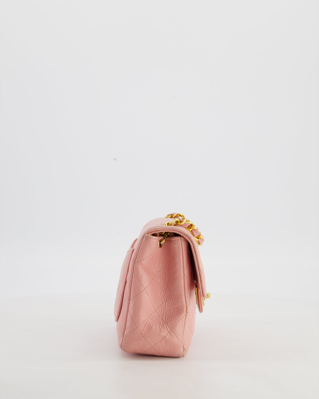*HOT* Chanel Pink Mini Square Bag in Caviar Leather with 24K Gold Hardware