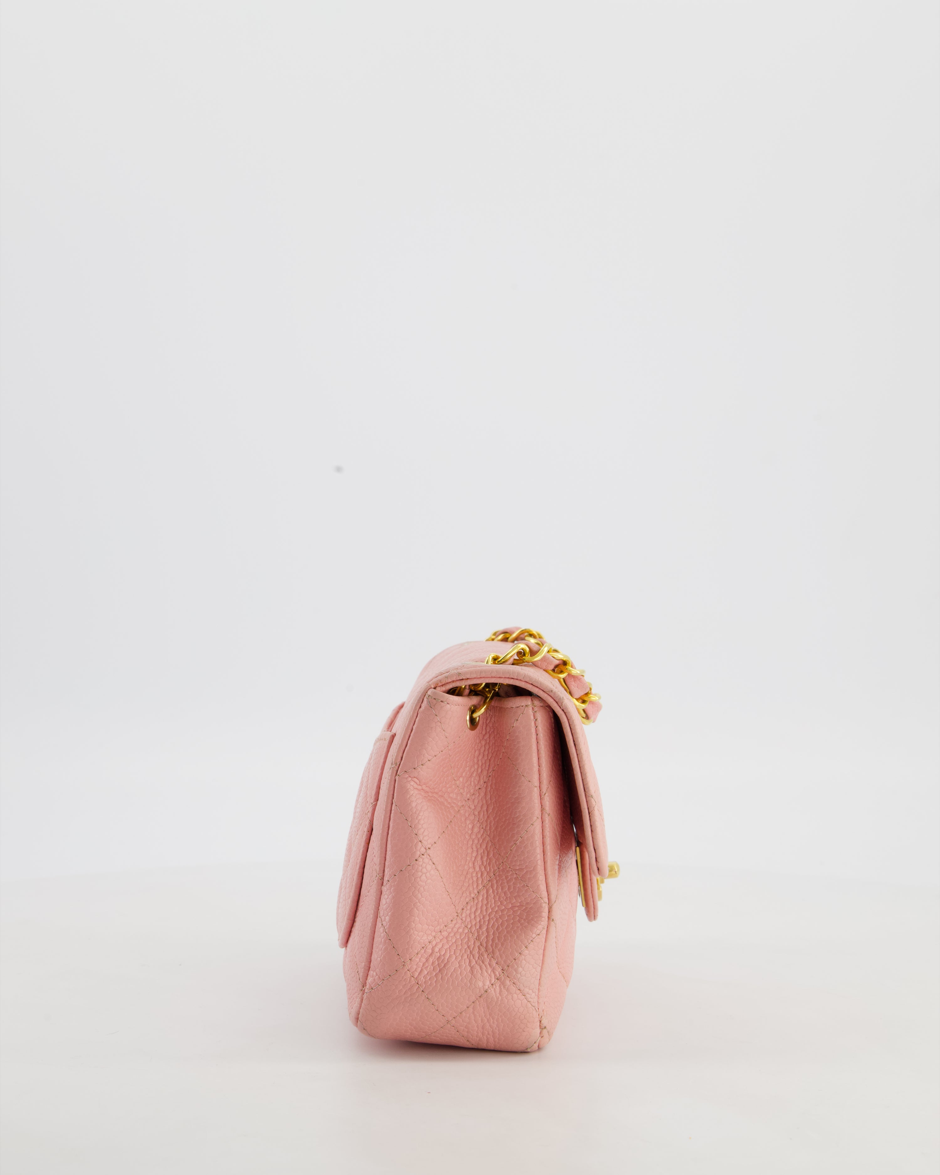 *HOT* Chanel Pink Mini Square Bag in Caviar Leather with 24K Gold Hardware