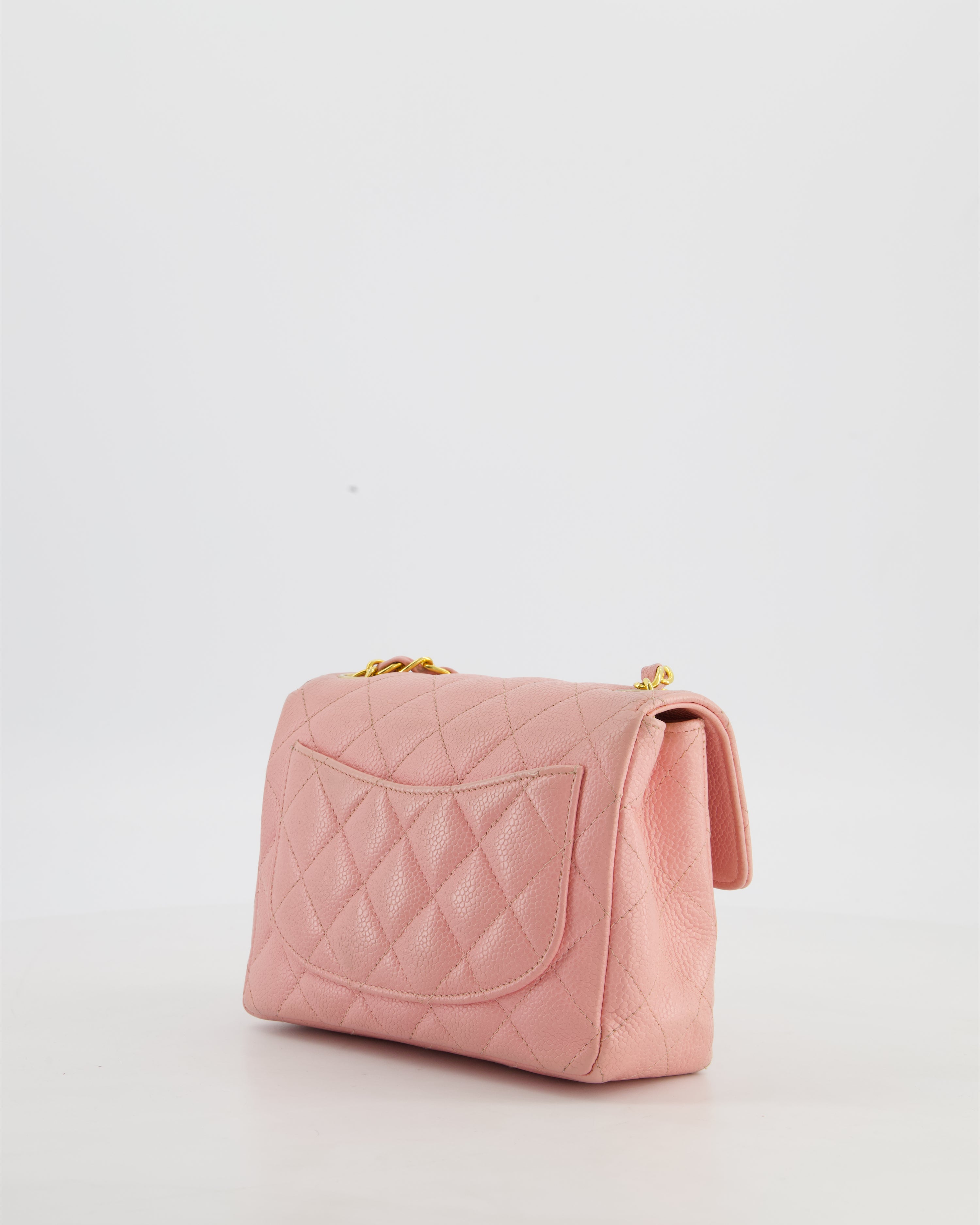 *HOT* Chanel Pink Mini Square Bag in Caviar Leather with 24K Gold Hardware