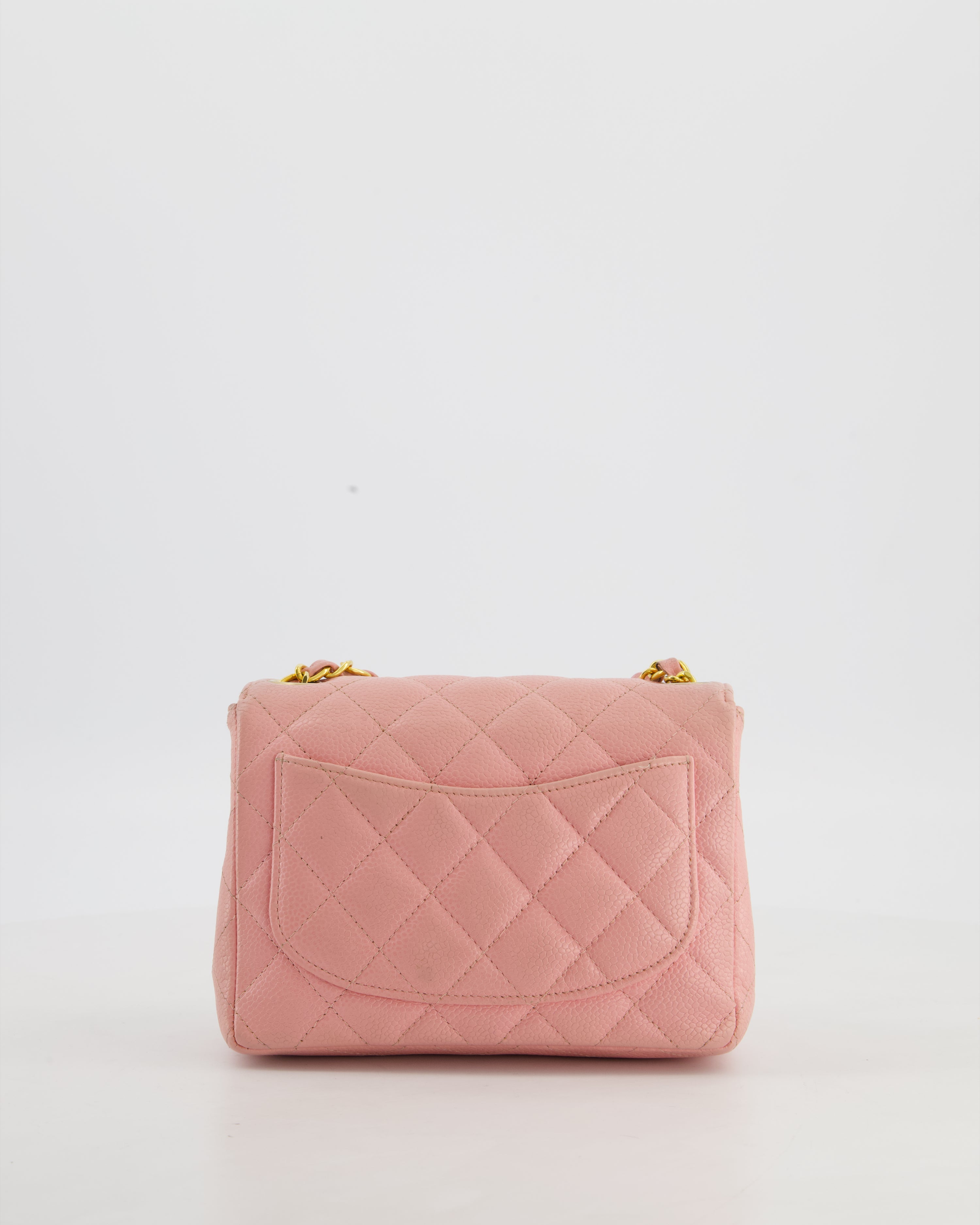 *HOT* Chanel Pink Mini Square Bag in Caviar Leather with 24K Gold Hardware