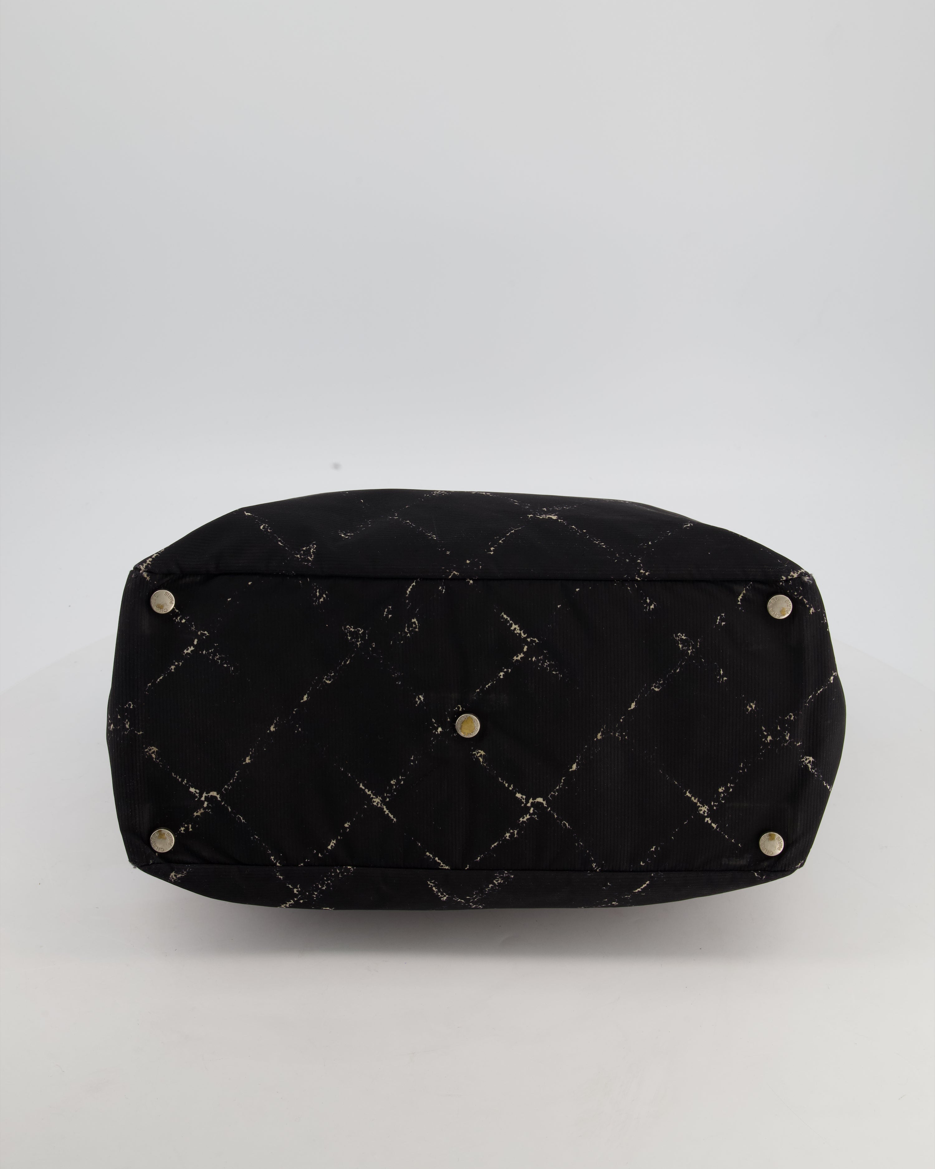 Chanel Black Nylon Quilted Print Tote Bag with Polished Silver Hardware