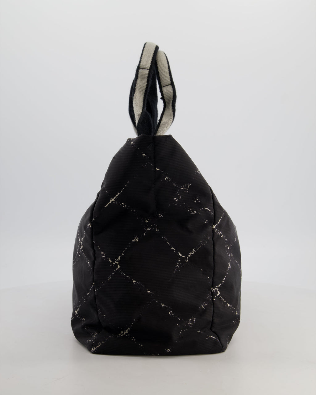 Chanel Black Nylon Quilted Print Tote Bag with Polished Silver Hardware