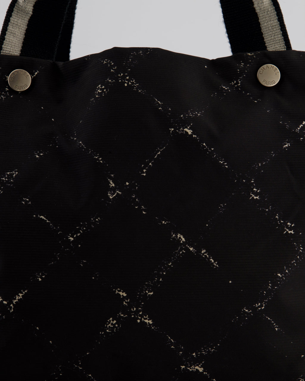 Chanel Black Nylon Quilted Print Tote Bag with Polished Silver Hardware