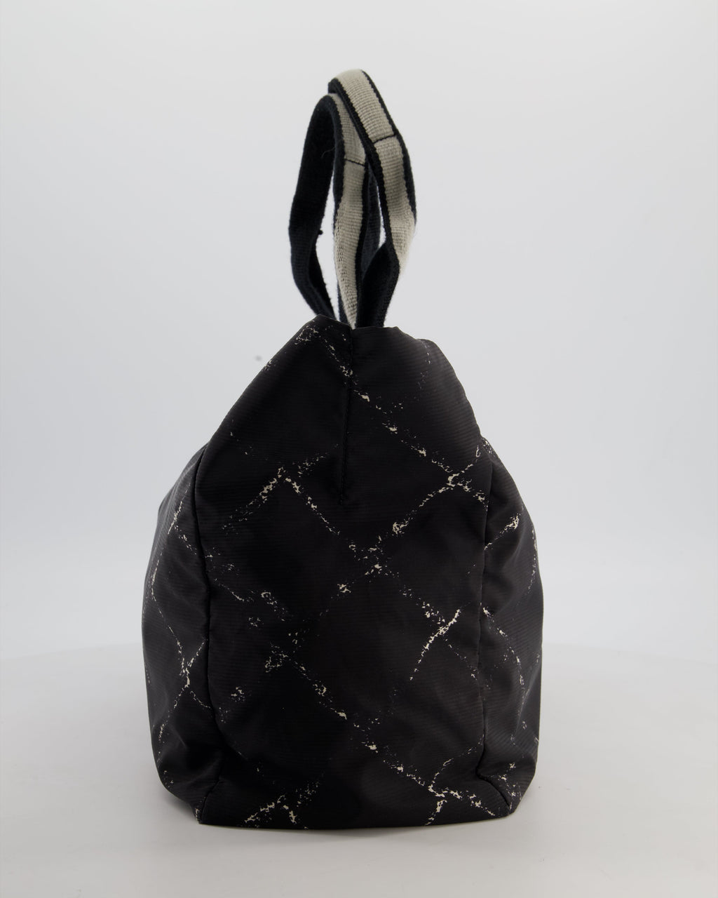 Chanel Black Nylon Quilted Print Tote Bag with Polished Silver Hardware