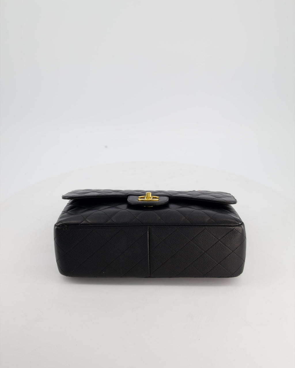 Chanel Black Jumbo Classic Double Flap Bag in Caviar Leather with Gold Hardware