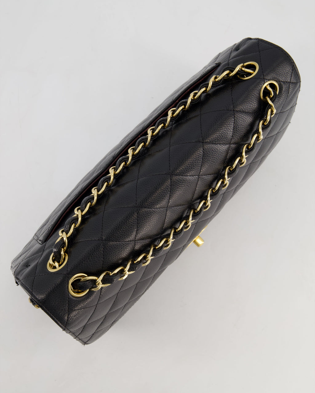 Chanel Black Jumbo Classic Double Flap Bag in Caviar Leather with Gold Hardware