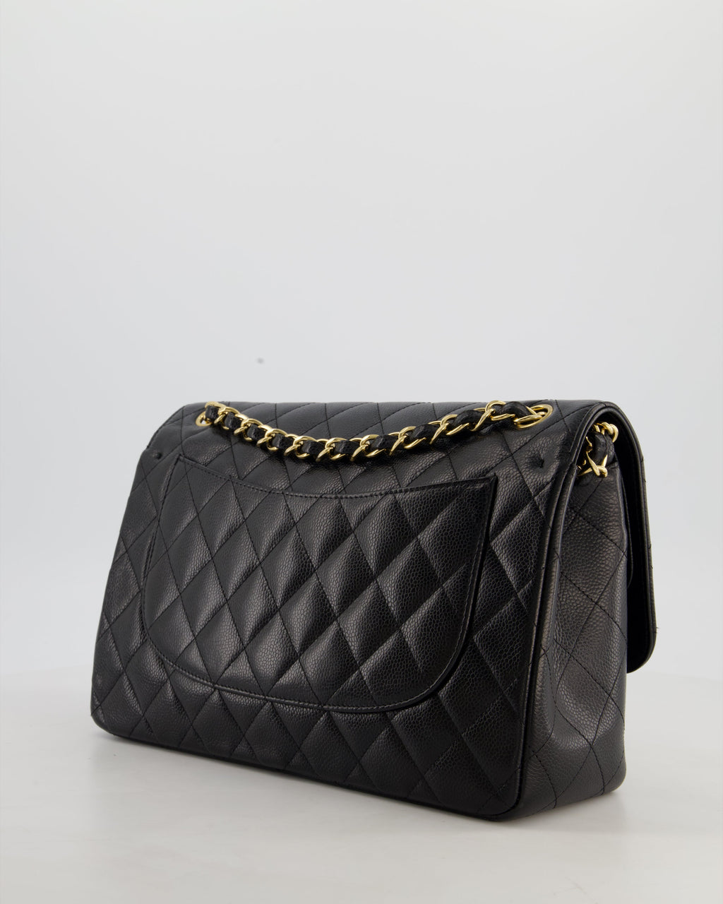 Chanel Black Jumbo Classic Double Flap Bag in Caviar Leather with Gold Hardware