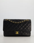Chanel Black Jumbo Classic Double Flap Bag in Caviar Leather with Gold Hardware