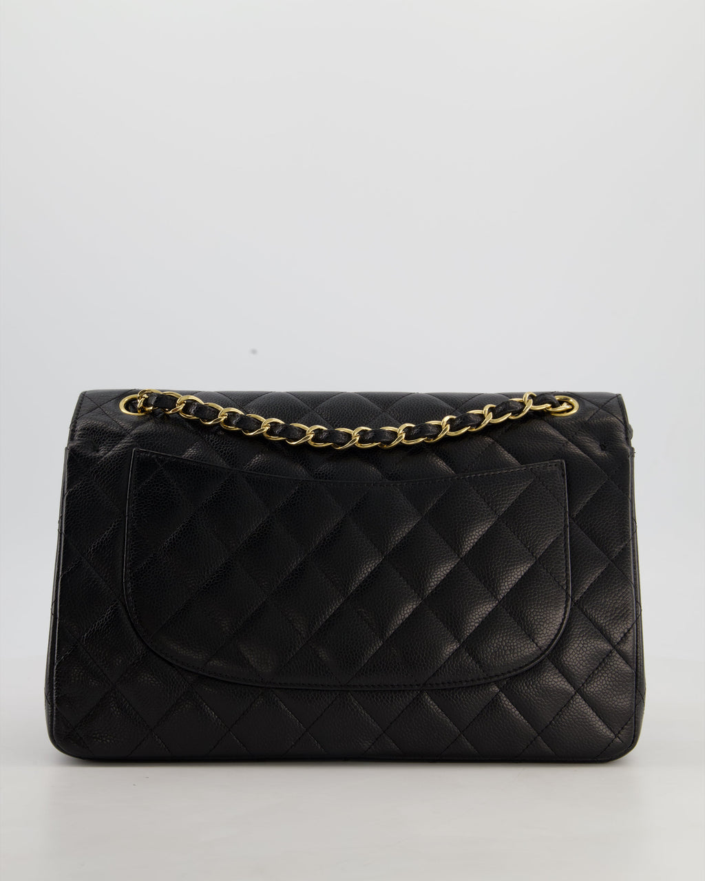Chanel Black Jumbo Classic Double Flap Bag in Caviar Leather with Gold Hardware