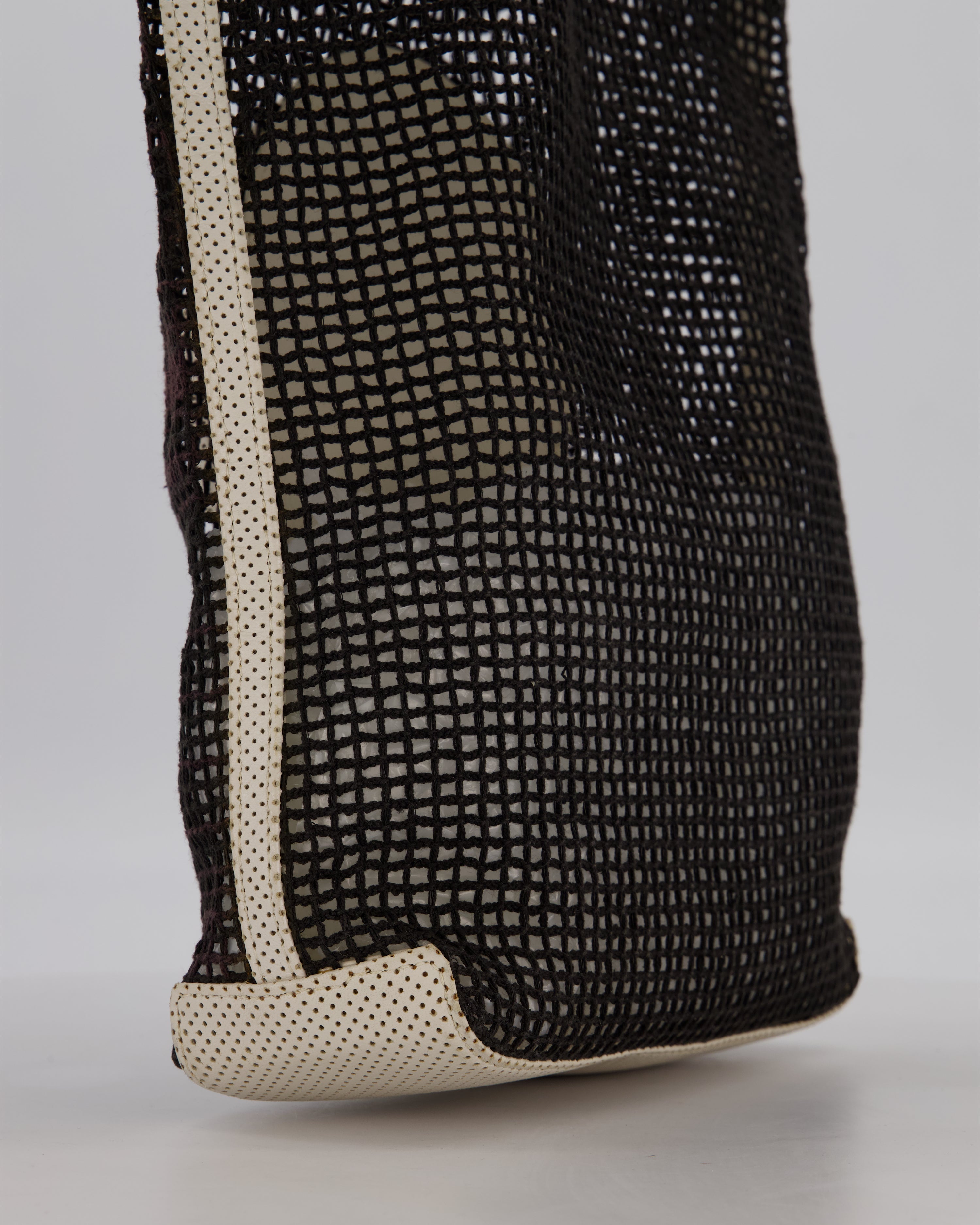 RARE Chanel Vintage Black 2004 Mesh Tennis Shopper Tote Bag with a Green Tennis Ball Pouch and CC Logo