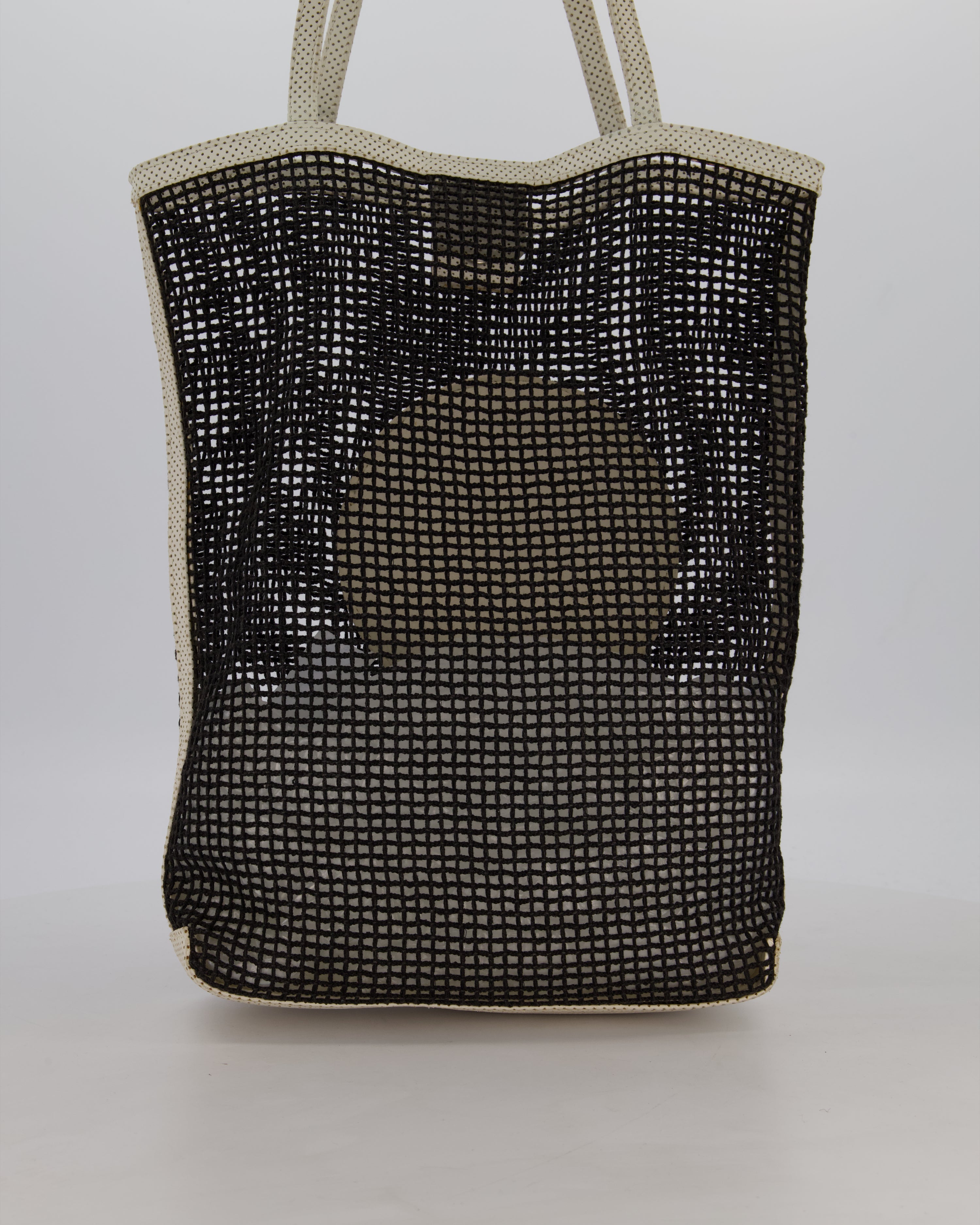 RARE Chanel Vintage Black 2004 Mesh Tennis Shopper Tote Bag with a Green Tennis Ball Pouch and CC Logo