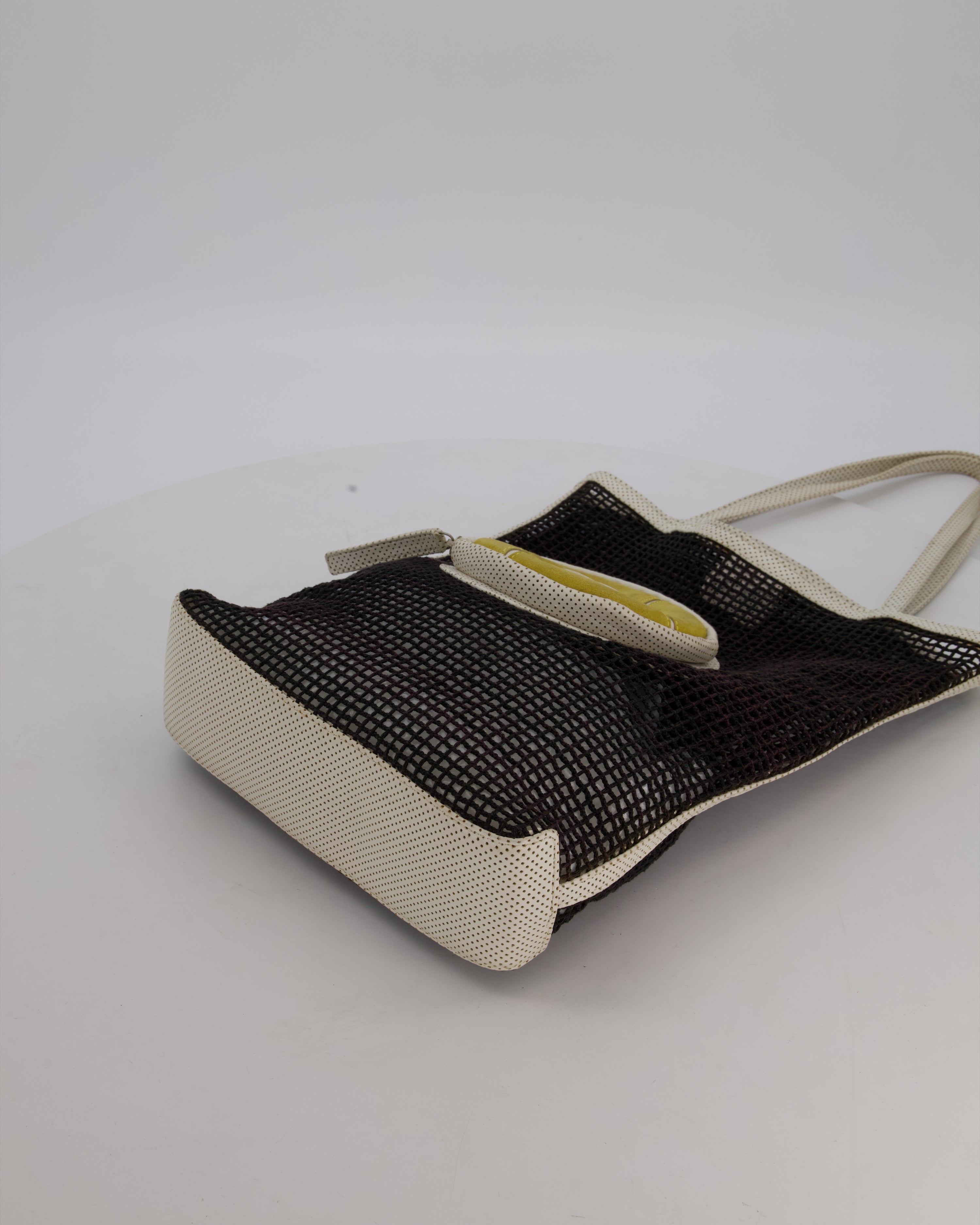 RARE Chanel Vintage Black 2004 Mesh Tennis Shopper Tote Bag with a Green Tennis Ball Pouch and CC Logo